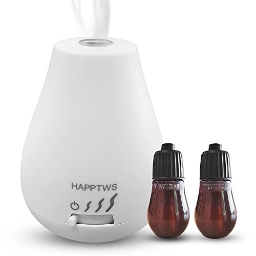 HAPPTWS Essential Oil Diffuser - Waterless Diffuser 3 Timer Settings Battery Powered for Bedroom Yoga Room Toilet Pet Room...