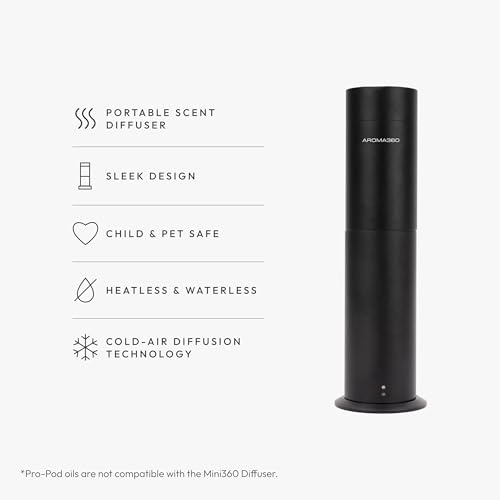 Aroma360 - Mini360 Scent Essential Oil Diffuser - Cold-Air Diffusion Technology - 400 sq. ft. Coverage - Waterless Air Dif...