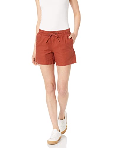 Amazon Essentials Women's 5" Inseam Drawstring Elastic Waist Linen Blend Summer Shorts
