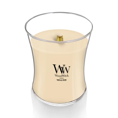 WoodWick Vanilla Bean Holiday Candle Gifts for Women and Men, 9.7 oz Medium Hourglass Candle with Crackling Wick