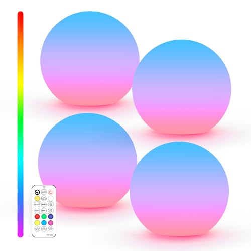 LOFTEK LED Ball Light, Multi-Color Rechargeable Night Lights, 3-inch RGB Globe Mood Lighting, Waterproof Ambient Lighting ...