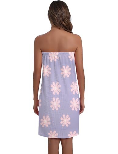 Ekouaer Waffle Robes For Women Bath Wraps Lightweight Knee Length Soft Shower Robe with Pocket S-L