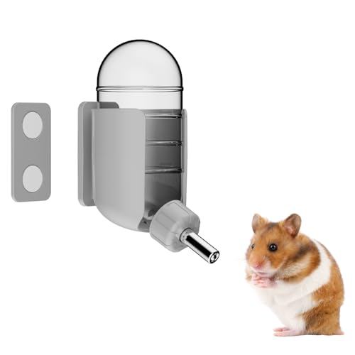 Hamster Water Bottle with Magnetic Holder, Freestanding Water Bottle for Glass Tanks, Suitable for Syrian Dwarf Hamsters G...