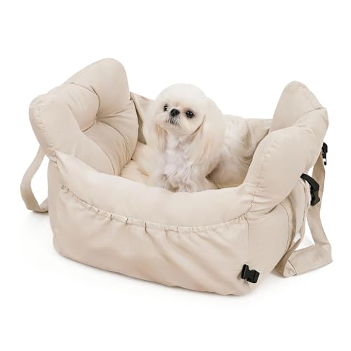 IPetAura Dog Car Seat Booster with 3-Way Mount & Anti-Escape Safety Tether - 3-in-1 Pet Drive Box, Bed & Carrier - Waterpr...