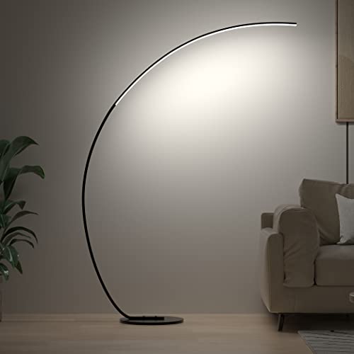E.P. Light RGBW Modern 69.99 inch Arched Standing Reading Floor Lamp with Remote - Dimmable Black Led Color Changing Curve...
