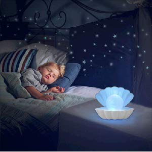 LKUA Shell Pearl Beach Themed Night Light, RGB 8 Colors Changing Mood Shell Pearl Lamps, Bedside LED Clamshell Portable Ni...