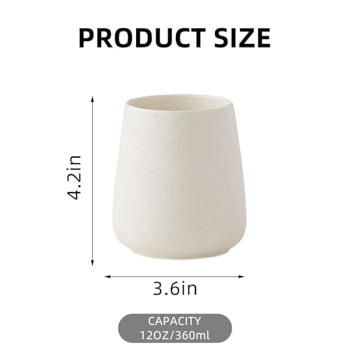 Beige Toothbrush Holder for Bathroom - Ceramic Tooth Brushing Holders, Toothbrush Cup, Toothpaste Organizer for Bathroom C...