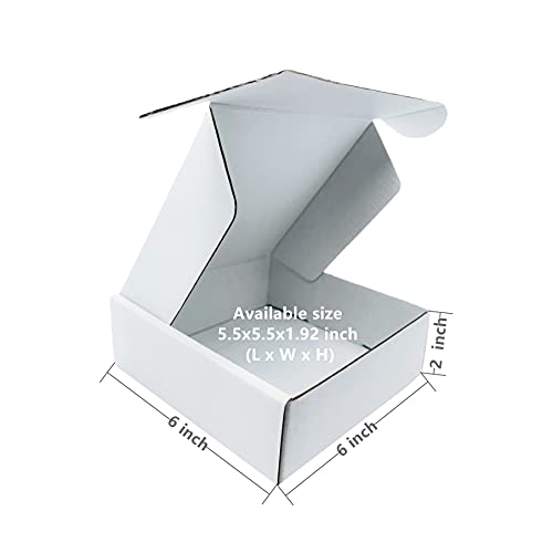 6x6x2 inch Small White Mailers Boxes Recyclable Corrugated Gift Box for Packaging Shipping Set of 10