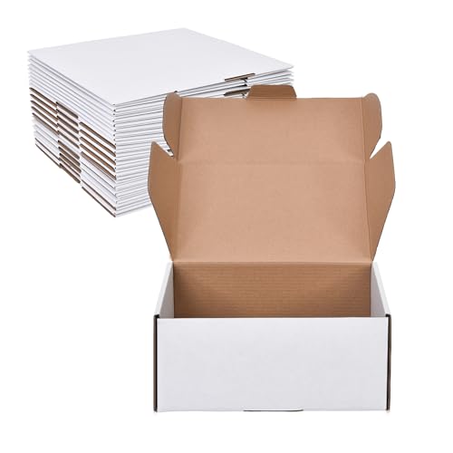 WINHPH 9x6x4 Inches Shipping Boxes Set of 15,White Corrugated Cardboard Box Literature Mailer for Small Business, Literatu...