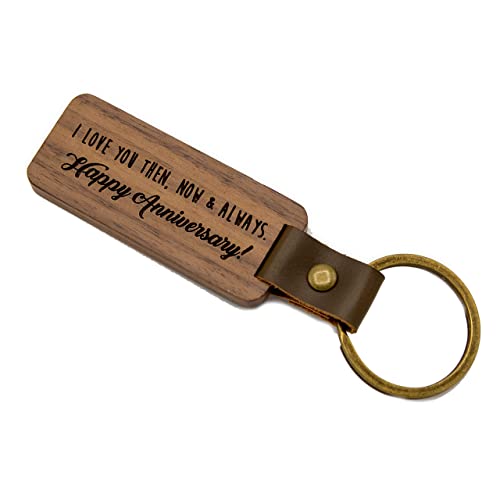 MUUJEE Keychain - Engraved Wooden Keychain Key Chain Birthday Gift, 5th Year Wedding Anniv Ideas