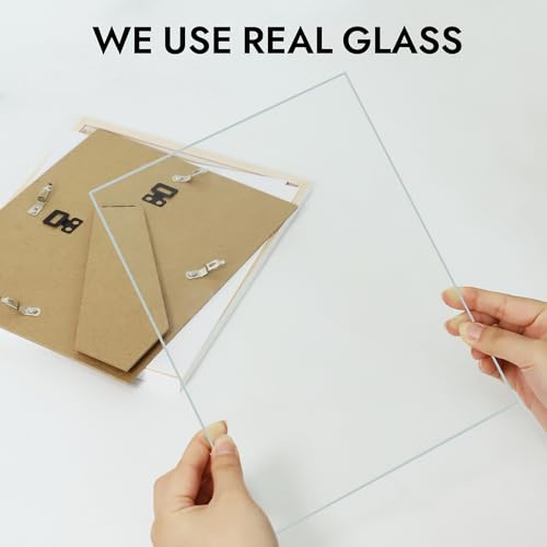 Hongkee 5x7 Picture Frame, Made of Solid Wood with Real Glass, Display Pictures 4x6 with Mat or 5 x 7 without Mat - Wall a...
