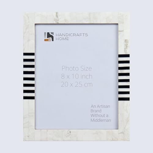 Handicrafts Home White Picture Frame, Handmade Resin Inlay 8x10 Black & White Photo Frame for Decorative Photo Frames for ...