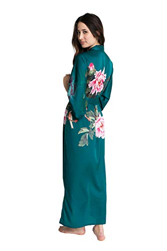 OLDSHANGHAI Luxury Kimono Robe for Women | Long Floral Robe | Original Design | Removable Waist Tie Closure