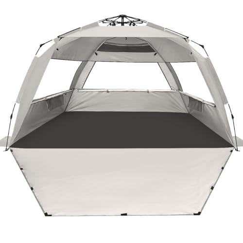 WhiteFang Deluxe Pop Up Beach Tent Sun Shade Shelter for 3-4/5-6 Person, UV Protection, Extendable Floor with 3 Ventilatin...