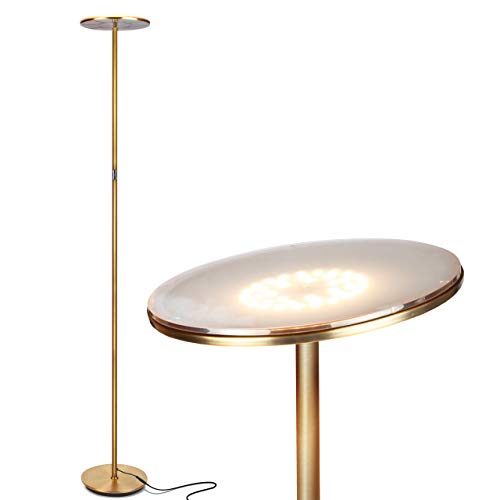 Brightech Sky LED Floor lamp, Torchiere Super Bright Floor Lamp for Living Room Decor & Office - Dimmable, Tall Standing T...