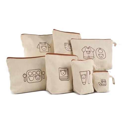 Mini Nomad 7PCs Diaper Bag Organizer Pouches for Baby Kids Travel Essential Storage, Large Waterproof and Zipped Baby Pack...