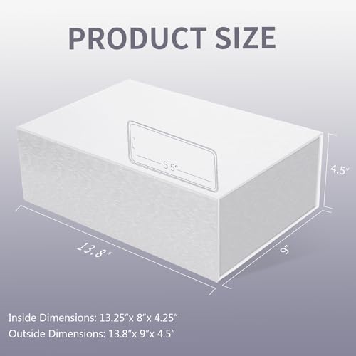Rinrda Large White Gift Box,13.75"x9"x4.5", Gift Boxes with Magnetic Lids for Presents Closure Gift Packing for Birthday,C...