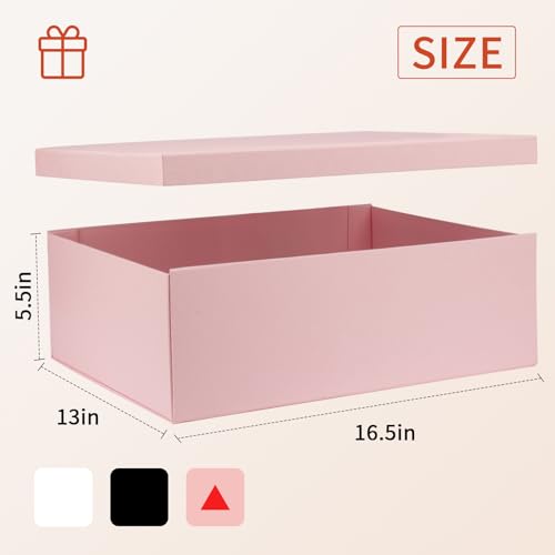 YINUOYOUJIA Large Gift Box 16.5x13x5.5 inches,Pink Gift Box for Presents,Birthday,Valentine's Day,Mother's Day,Christmas,A...