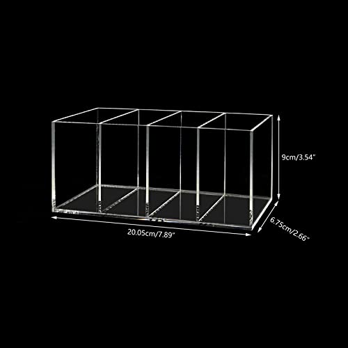 HSYMQ Acrylic Pen Holder 4 Compartments Clear Pencil Holder Organizer Makeup Brush Holder