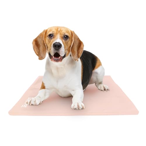 The Green Pet Shop Dog Cooling Mat Cover - Small, Nude/Pink - Protect Your Cool Pet Pad from Dirt & Damage - Machine Washable