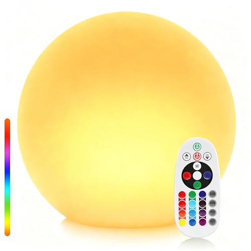 MIUWLXT 6-inch LED Light Ball,RGB Color Changing Night Light with Remote,Water Resistant,USB Rechargeable Mood Lamp for Ki...