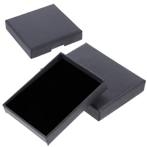 Thinp 2 Pack Foam Fill Cardboard Paper Jewelry Box Small Jewelry Gift Box Christmas Gift Box Necklace Bracelet Earring Org...