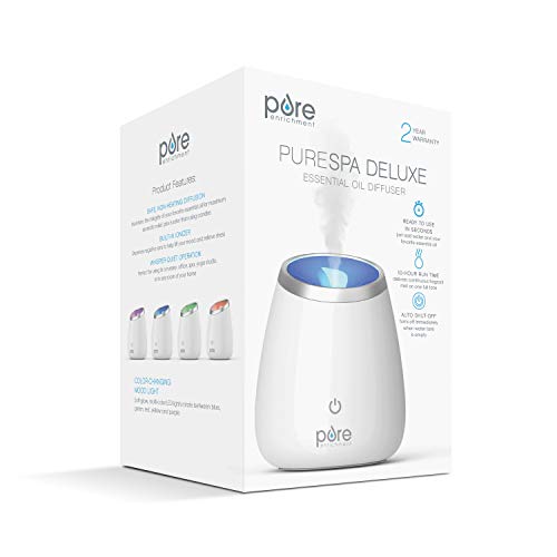 Pure Enrichment PureSpa Deluxe Ultrasonic Aromatherapy Oil Diffuser - 120ml Water Tank, Mood-Boosting Ionizer and Optional...