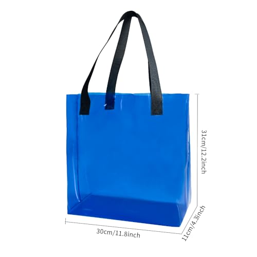 TotePrint Beach Bag Waterproof Clear Tote Bag12.2"x11.81"x4.33" Sandproof with Handles, Heavy Duty PVC for Pool & Travel