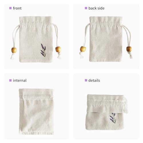 Daclubmenxy 20 PCS Lavender Bags, Lavender Sachet Empty Bag, Drawer Sachets with Drawstring Cotton Pouch for Filling Spice...