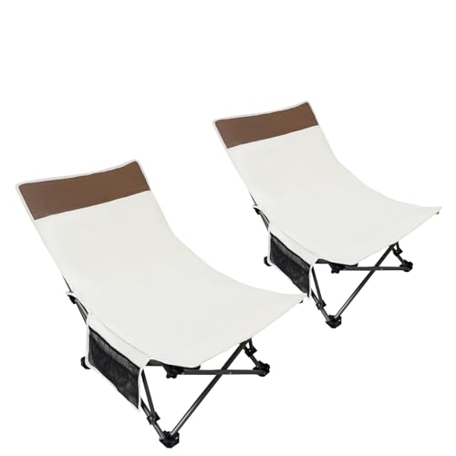 WTVIDAS Compact Beach Chairs 2 Pack with 3-Position Lay Flat Low Portable Camping Chairs for Adults Folding Reclining Chai...