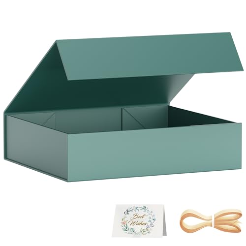 PSHVYM Gift Boxes with Lids, 11.5x7.8x3 In Forest Green Gift Box for Presents Magnetic Closure for T-Shirts, Gloves, Scarv...