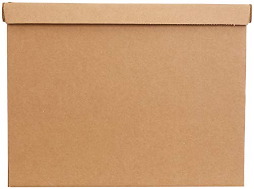 Amazon Basics Moving and Storage Boxes with Handles and Lift-Off Lids, Medium, 19" x 14.5" x 15.5", Brown, 10-Pack