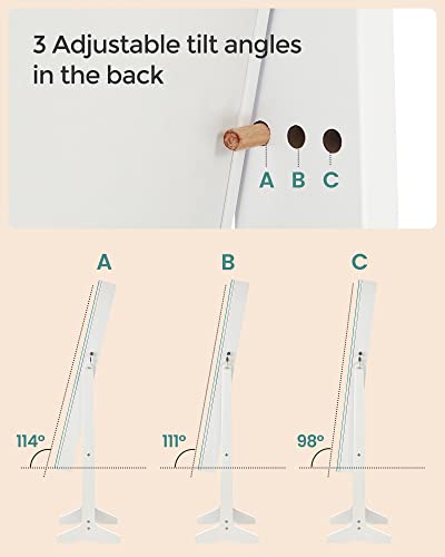 SONGMICS Jewelry Cabinet Armoire, Freestanding Lockable Storage Organizer Unit with 2 Plastic Cosmetic Storage, Full-Lengt...