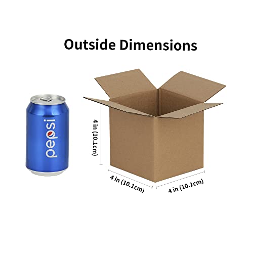 GHEIR 4x4x4 inches Shipping Boxes 50 Pack, Kraft Corrugated Small Cardboard Boxes for Mailing Packing, Brown