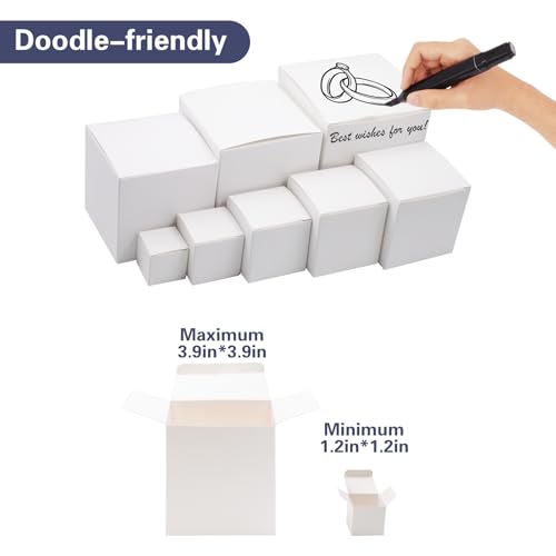 JoyHuaTrade 8 PCS Nesting Gift Boxes Assorted Size (1.2'' -4'') Prank Surprise White Square Box Funny Gag Supplies for Chr...