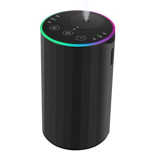 Waterless Essential Oil Diffuser, 7 Colors LED Light, Battery Powered Mini Scent Air Machine, Aromatherapy Mist Diffuser f...