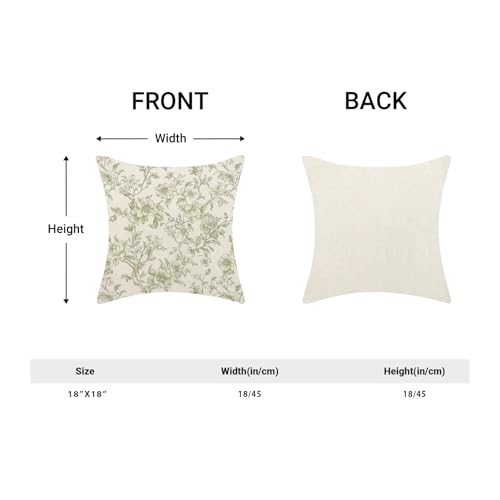 Sorktse Vintage Sage Green Pillow Covers 18x18 Set of 2 Chinoiserie Floral Throw Pillows Light Green Flower Pillowcase Lin...