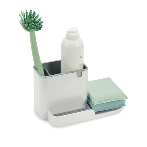 Amazon Basics Kitchen Sink Caddy Organizer for Sponge and Brush Storage, Large, White