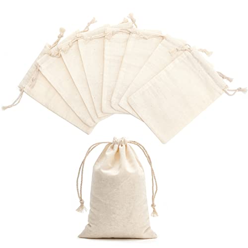 Tendwarm 20 Pack 3.9x5.9 Inches Cotton Drawstring Bags Reusable Muslin Sachet Bag for Party Wedding Storage Home Supplies