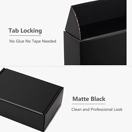 Timirog 9x6.5x2 Inches Black Shipping Boxes 25 Pack - Corrugated Cardboard Mailing Box for Small Business, Tab Locking Lit...