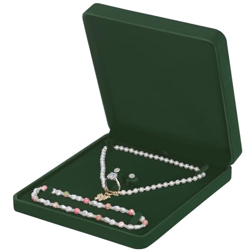LETURE Velvet Jewelry Set Box, Velvet Gift Box for Bracelet Necklace Earring Ring (Green)