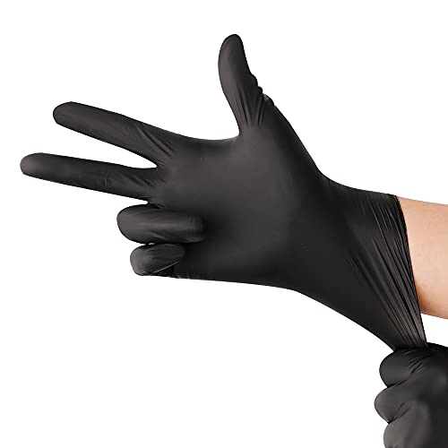 YOTU Black Disposable Nitrile Latex & Powder Free 6-Mil Gloves 100 Count, Textured, Mechanic Wearing, Cleaning, Food Black...