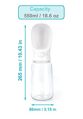 VehiGo 550 ml / 18.6 oz Portable Dog Water Bottle, Water Bottle with Drinking Feeder for Dogs, Water Dispenser for Dogs in...