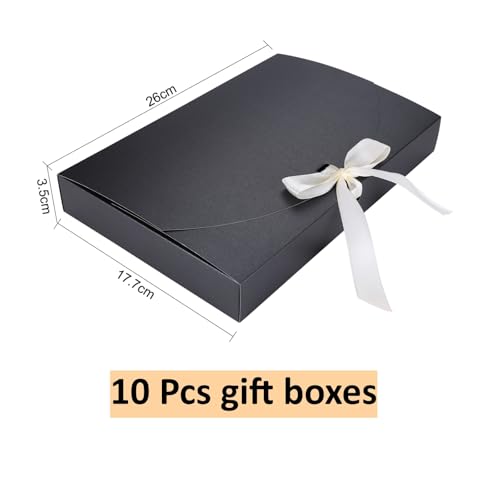 10Pcs Gift Boxes with Ribbon Bowknot Kraft Paper Gift Bag Envelope Wrapping Box Scarf Lingerie Necklace Shirt Gift Packagi...