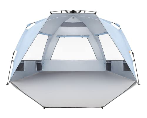 Easthills Outdoors Instant Shader Enhanced Deluxe XL Beach Tent Easy Setup 4-6 Person Popup Sun Shelter 99" Wide for Famil...