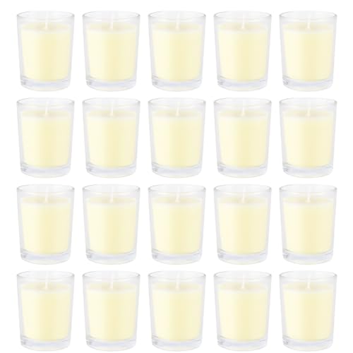 Set of 20 x 2.0 oz Votive Citronella Candles in Glass Cup Decorative Candle Yellow Citronella Tea Lights Indoor Outdoor Pa...
