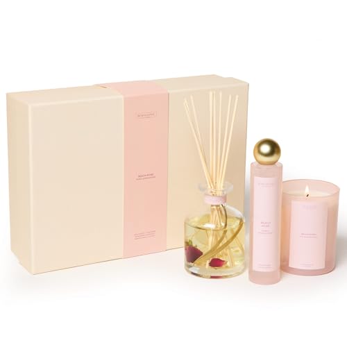 Benevolence LA Beach Rose Gift Box | Candle, Room Spray & Reed Diffuser | Rose & Sandalwood | Elegant Home Fragrance | Rea...