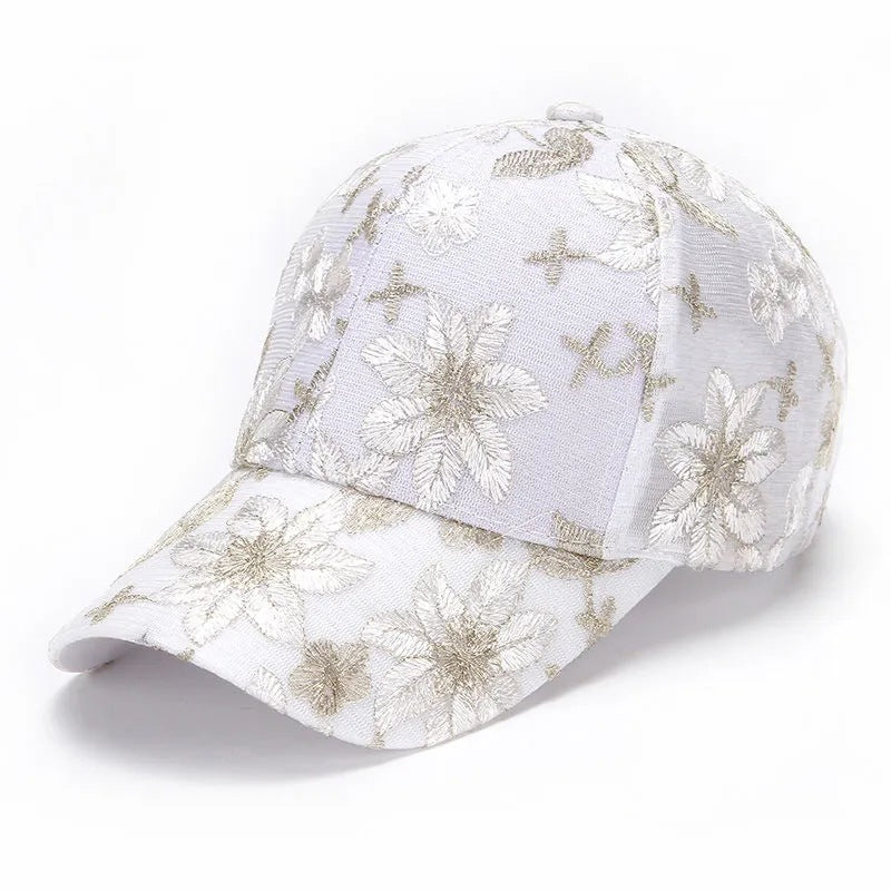 Women's Breathable Net-silk Embroidered Floral Fashion Retro-style Baseball Cap, Suitable For Spring And Summer Outdoor Sun Protection, Daily Commuting Outfits.