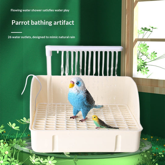 Automatic Cycling Water Spray Parrot Bird Bath Tub