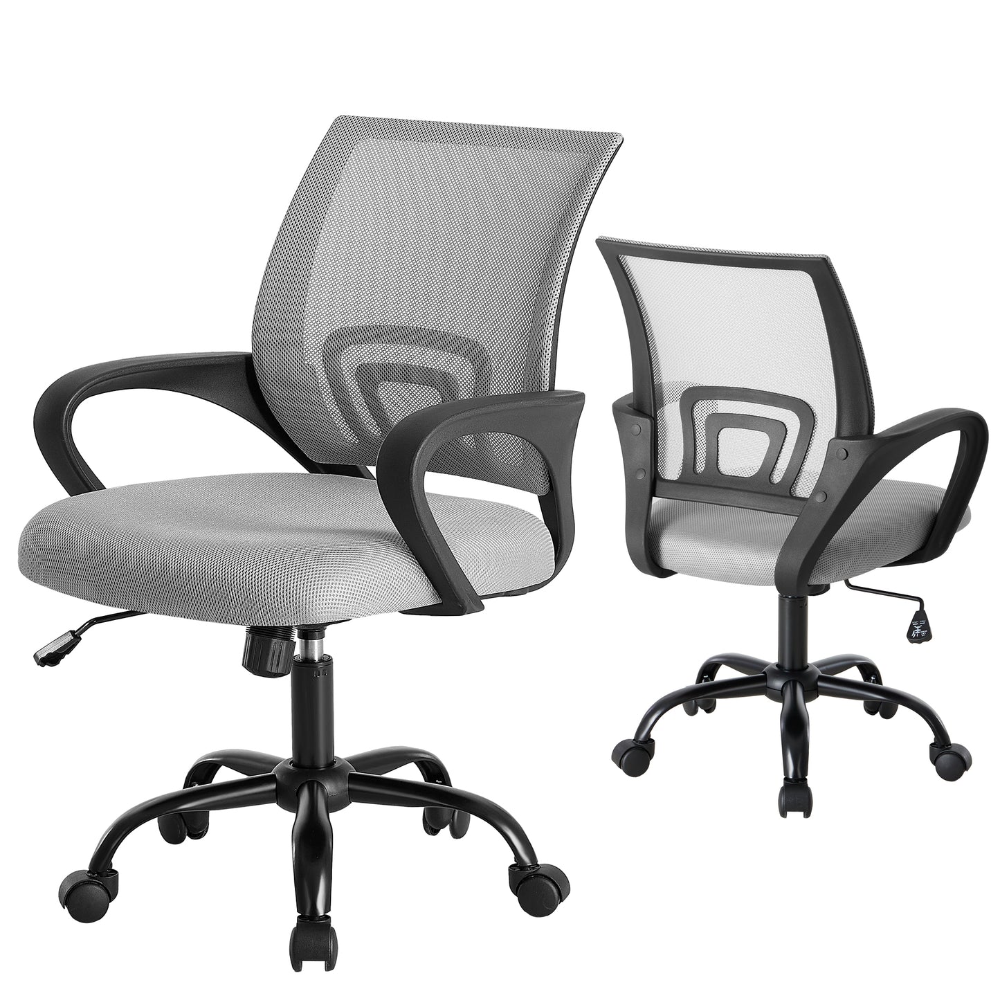 Office Desk And Chair - Equipped With Waist Support And Swivel Mode, Adjustable In Height, With Fixed Armrests, 360  Rotatable, 2 Sets